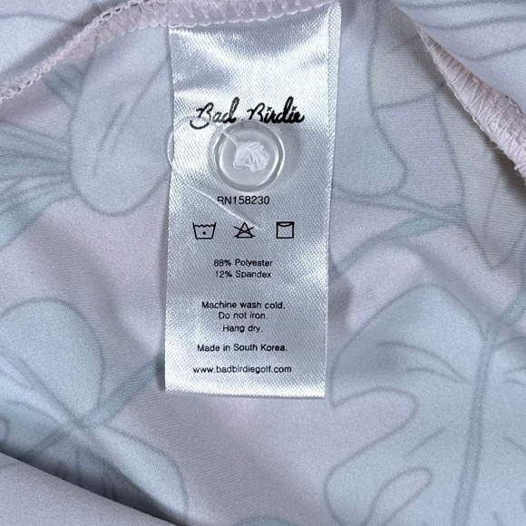 Bad Birdie Polo Shirt Mens XL Pink Blue Tropical Floral Performance Stretch Golf - Picture 8 of 12